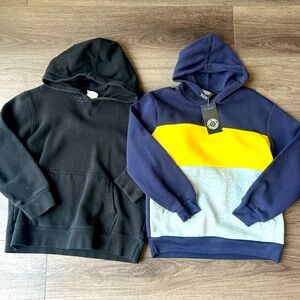 2pc boys hoodie sweatshirt lot - sz 7-8-10 black Navy blue yellow 1 NWT
